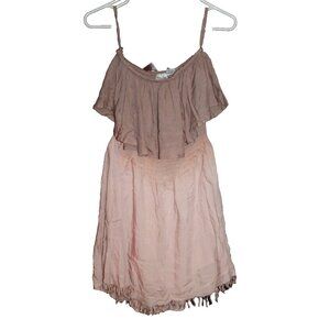 Raya Sun Boho Double Tiered Dress Size Small S Pink Purple Ombre NEW